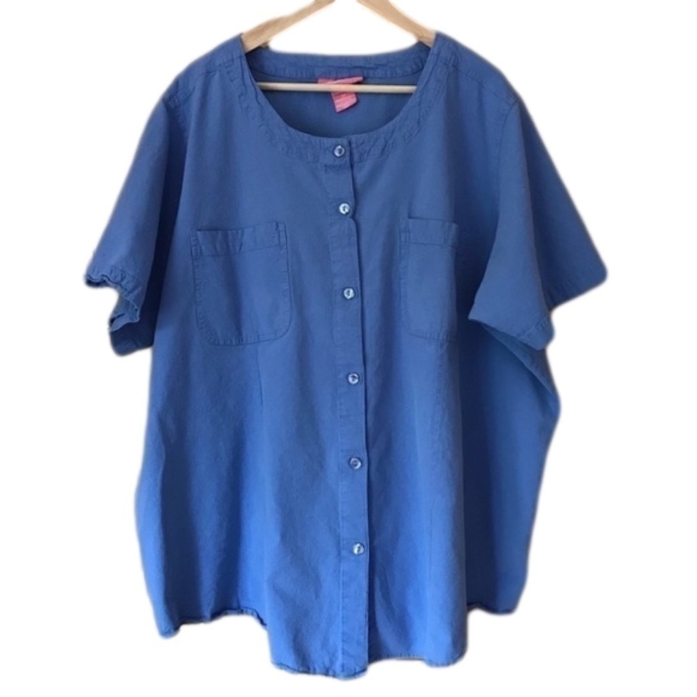 Woman Within button front gauzy short sleeve blouse size 3X